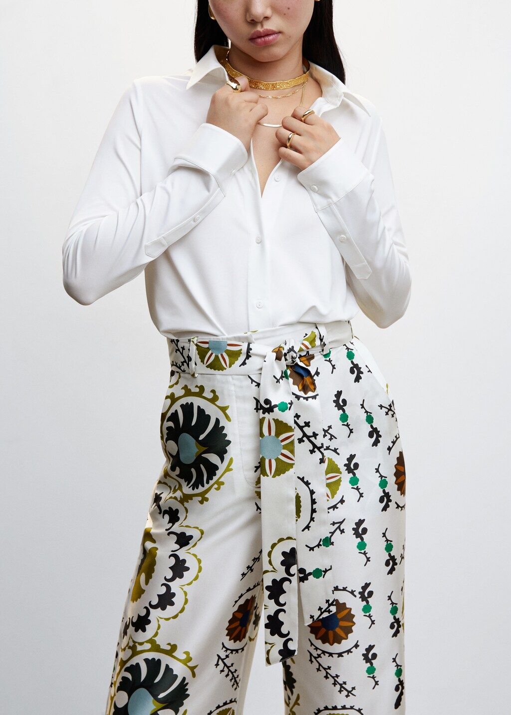 Satin printed trousers - Details of the article 1