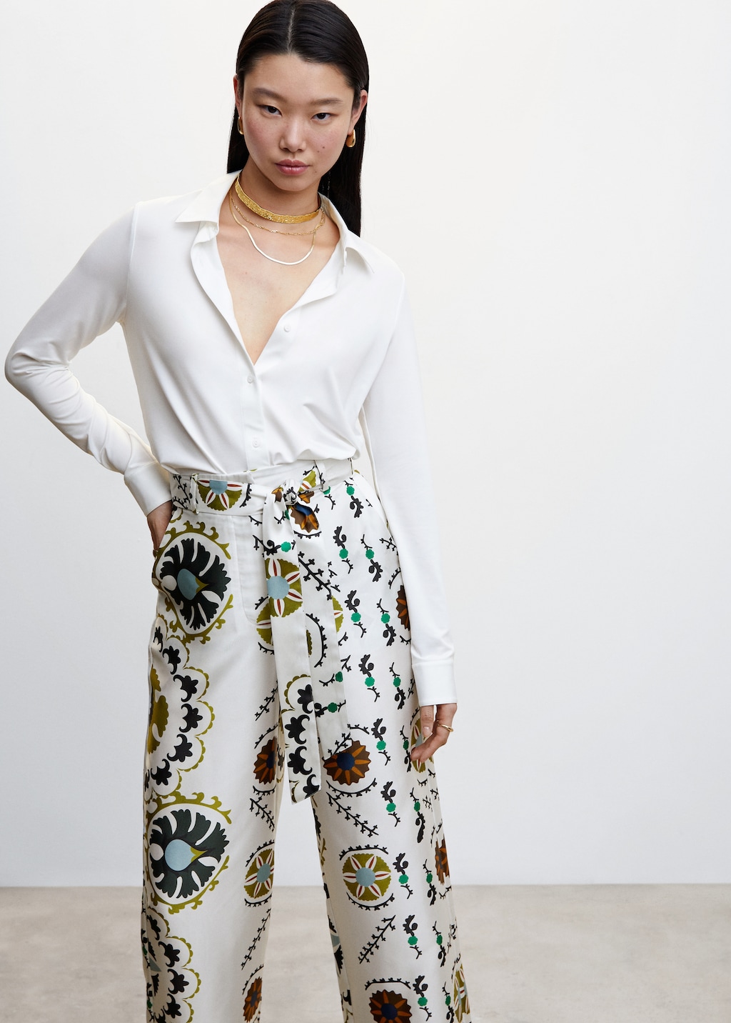 Satin printed trousers - Details of the article 6