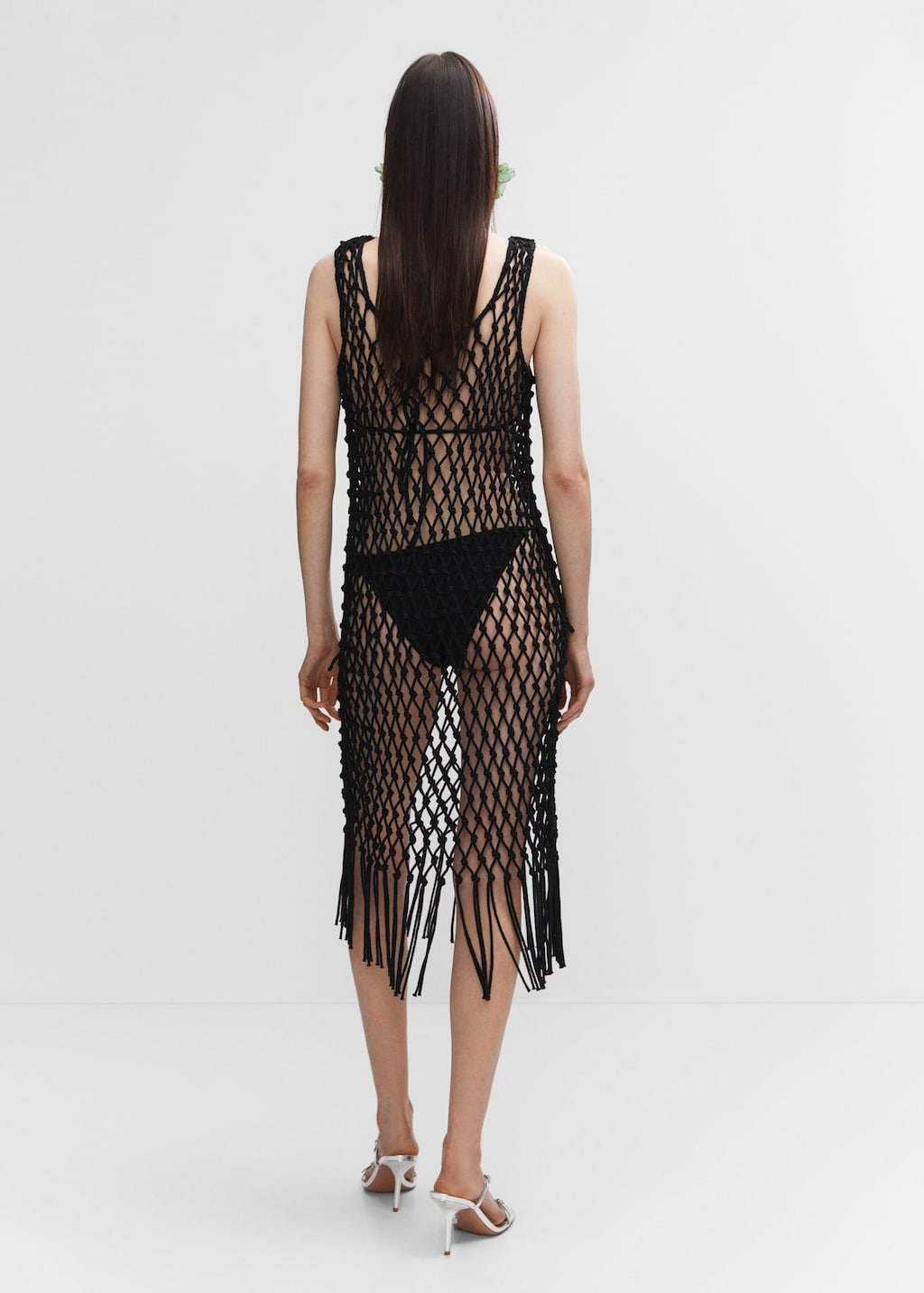 Mesh dress with fringe detail - Reverse of the article