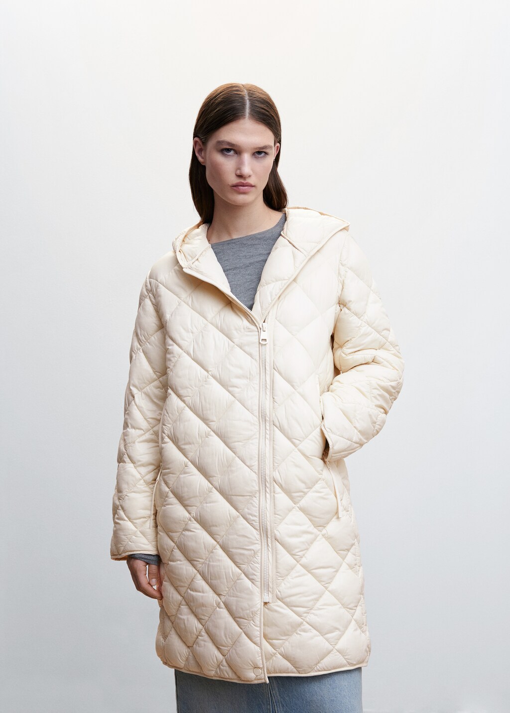 Hood quilted coat - Medium plane