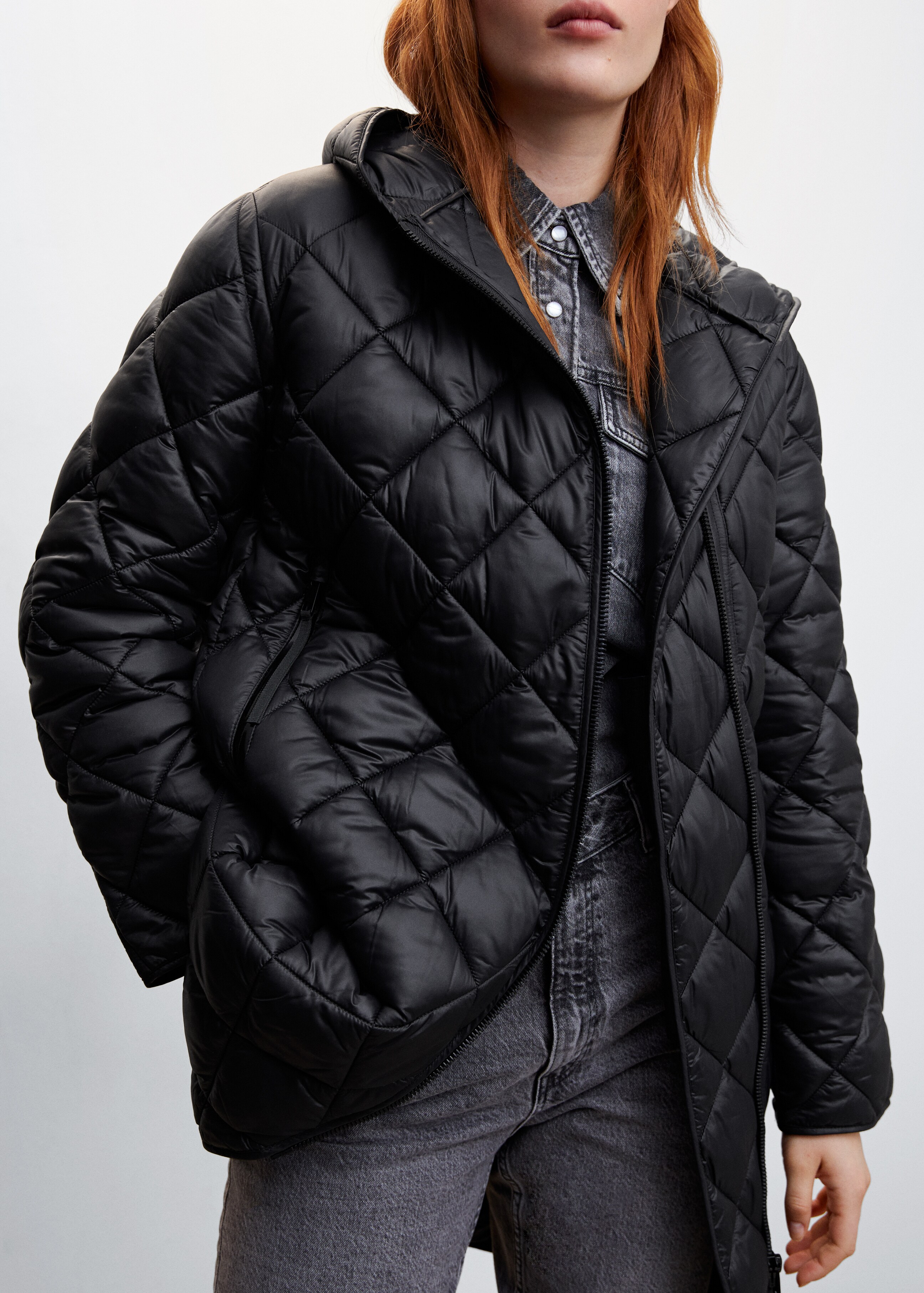 Hood quilted coat - Details of the article 6