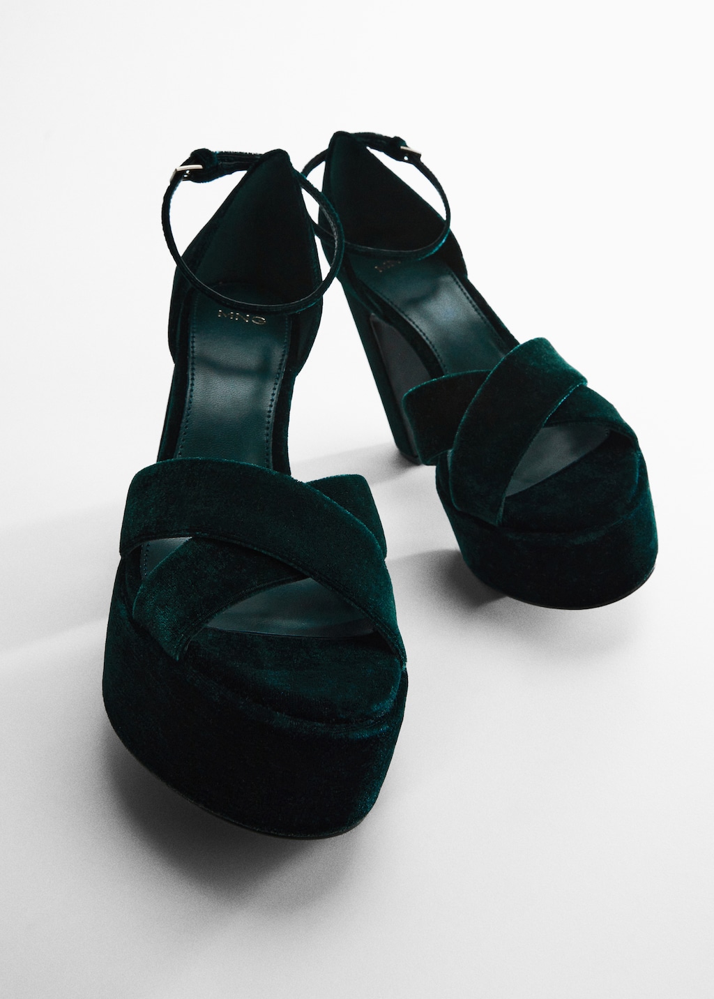 Green velvet platform heels best sale