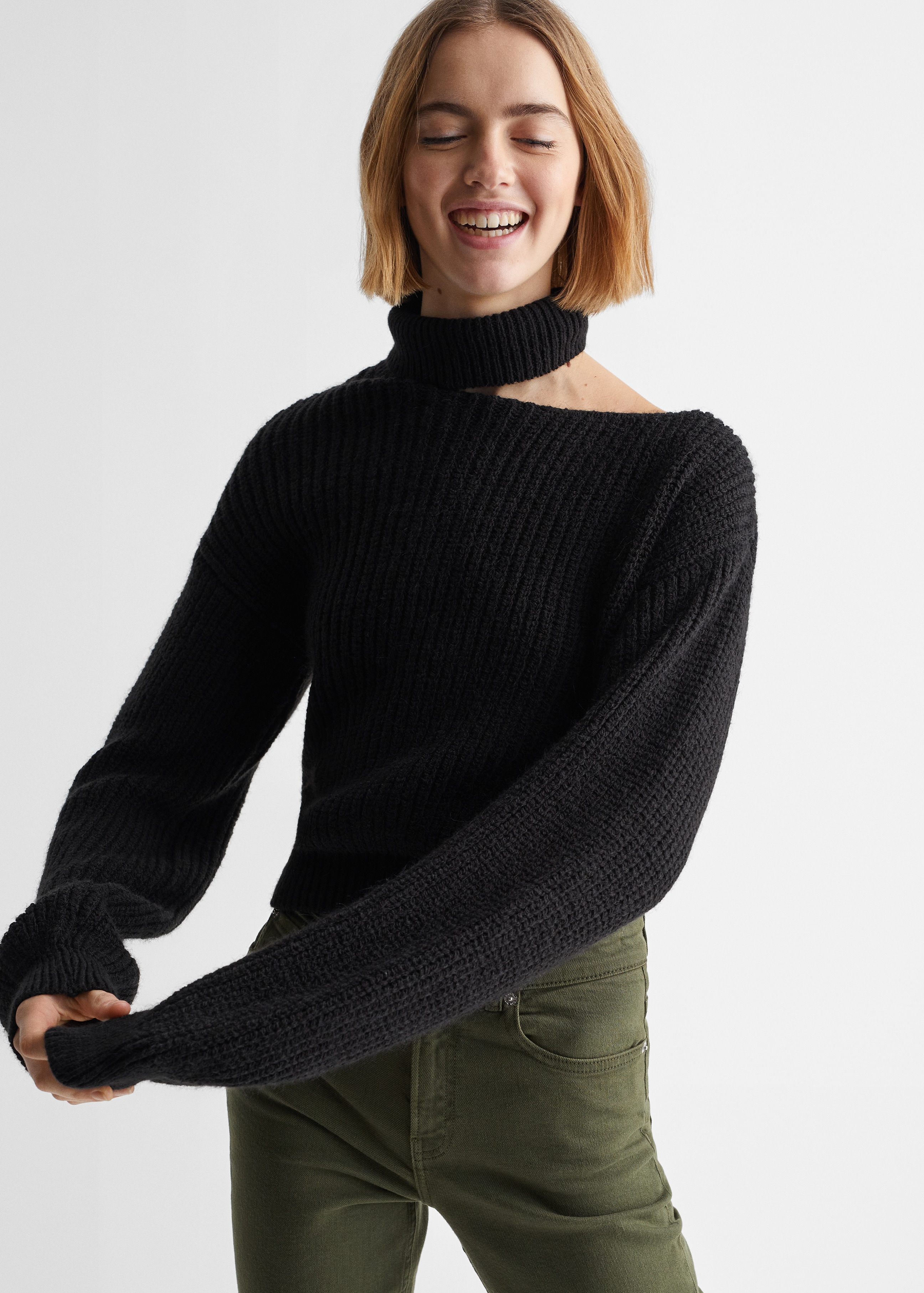 Cut-out neck sweater
