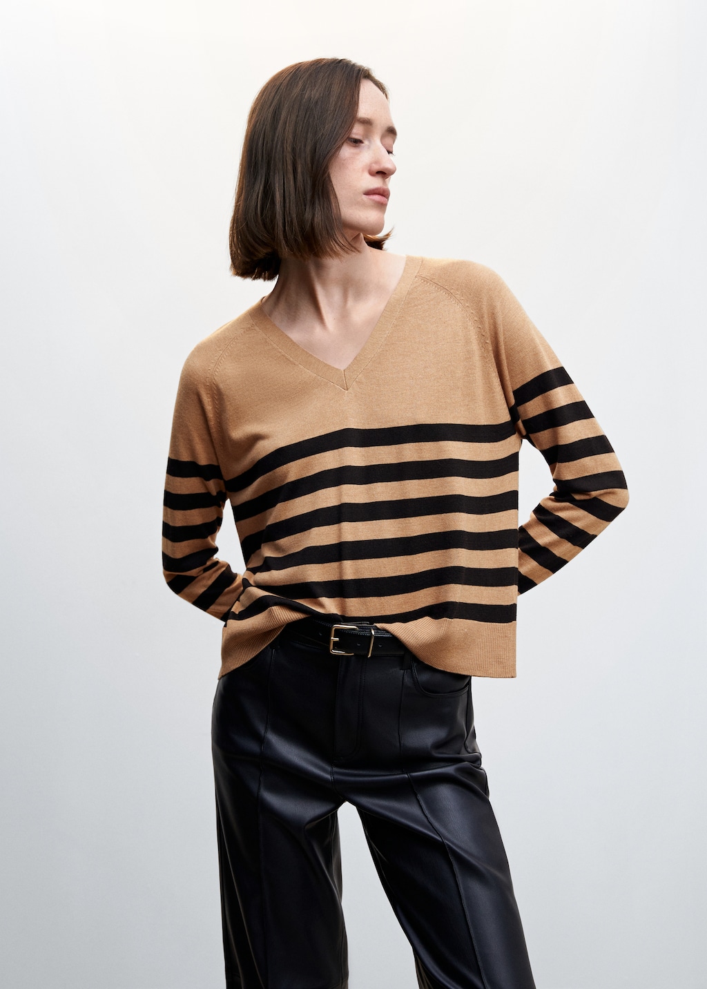 Fine-knit striped sweater - Medium plane