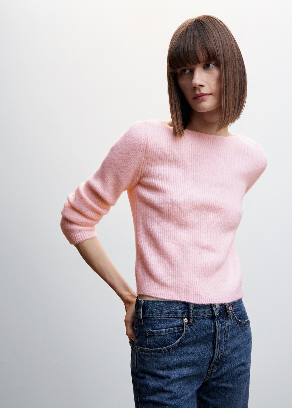 Boat neck ribbed sweater - Medium plane