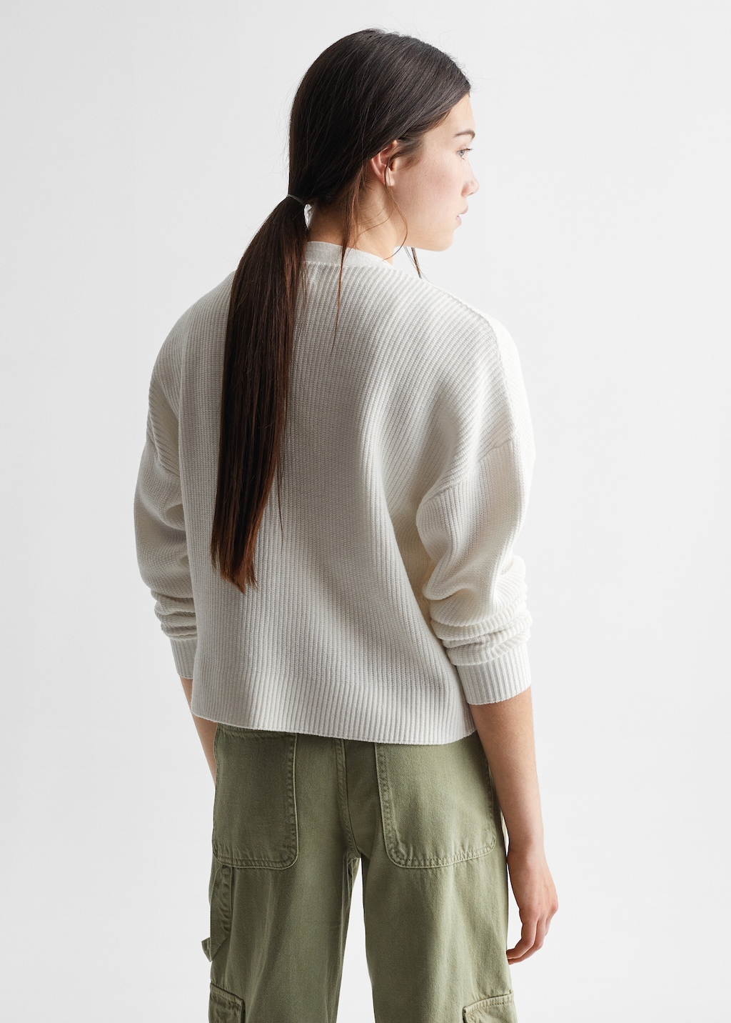 Ribbed knit cardigan - Reverse of the article