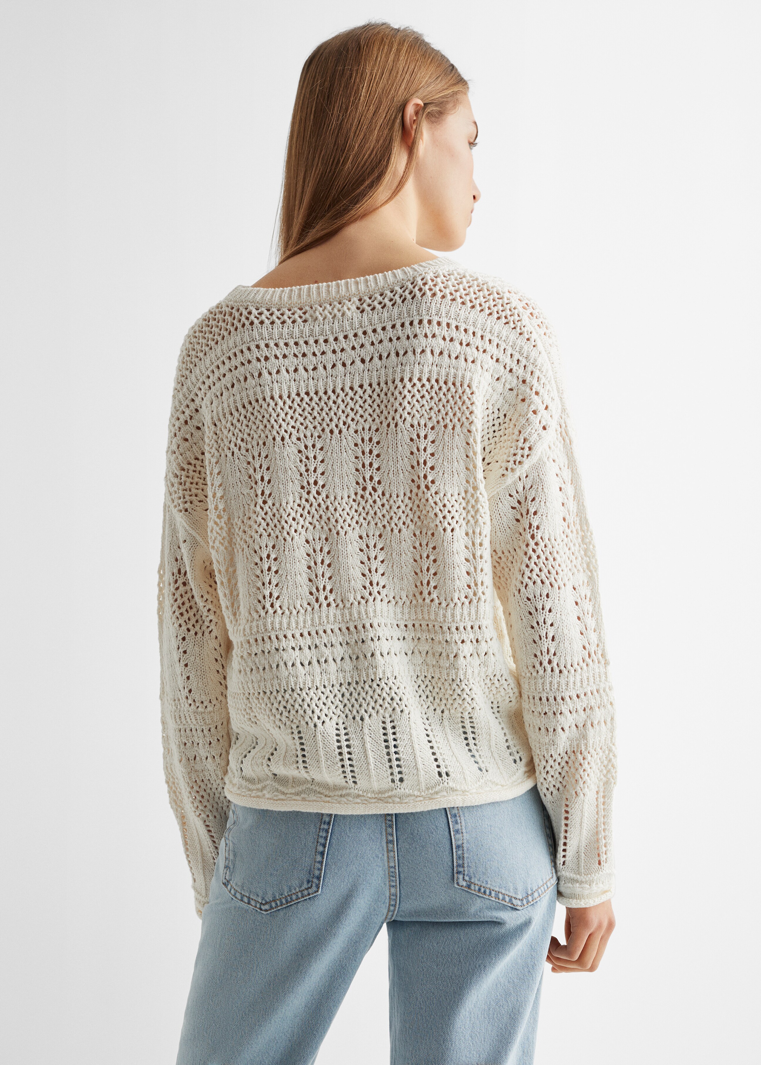 Pullover traforato collo stondato - Retro dell'articolo