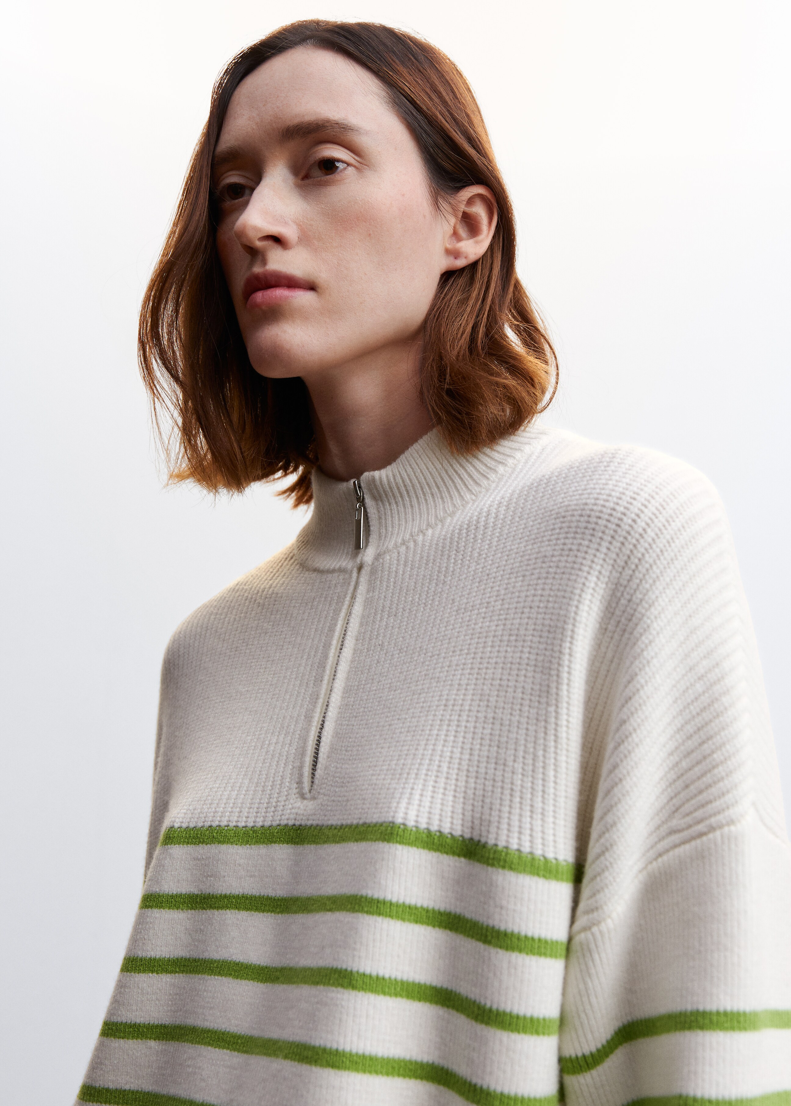 Striped sweater with zip - Details of the article 1