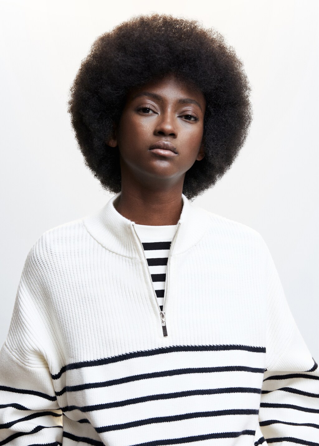 Striped sweater with zip - Details of the article 1