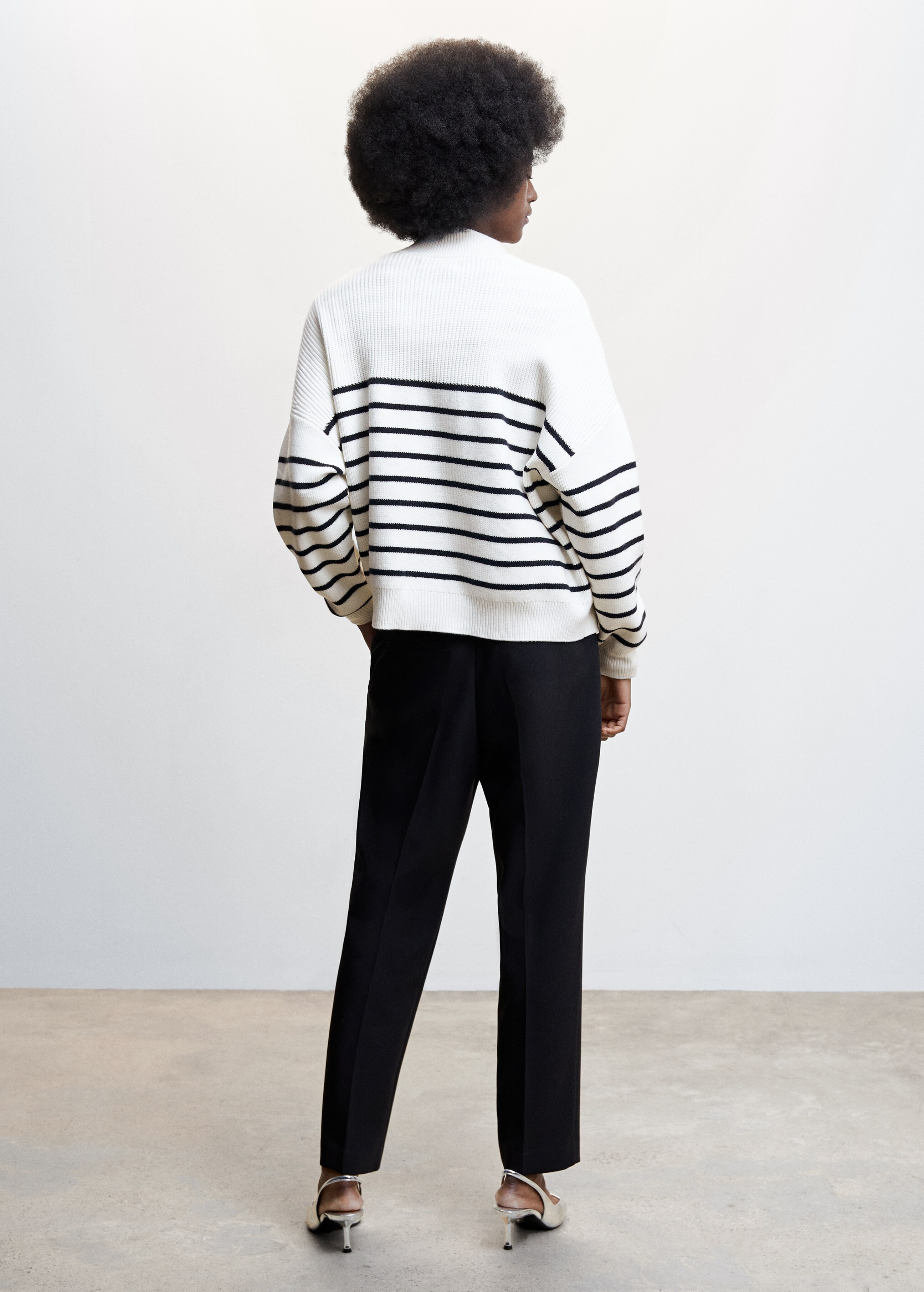 Striped sweater with zip - Reverse of the article