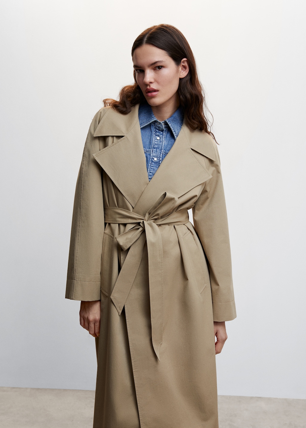 Oversized katoenen trenchcoat - Middenvlak