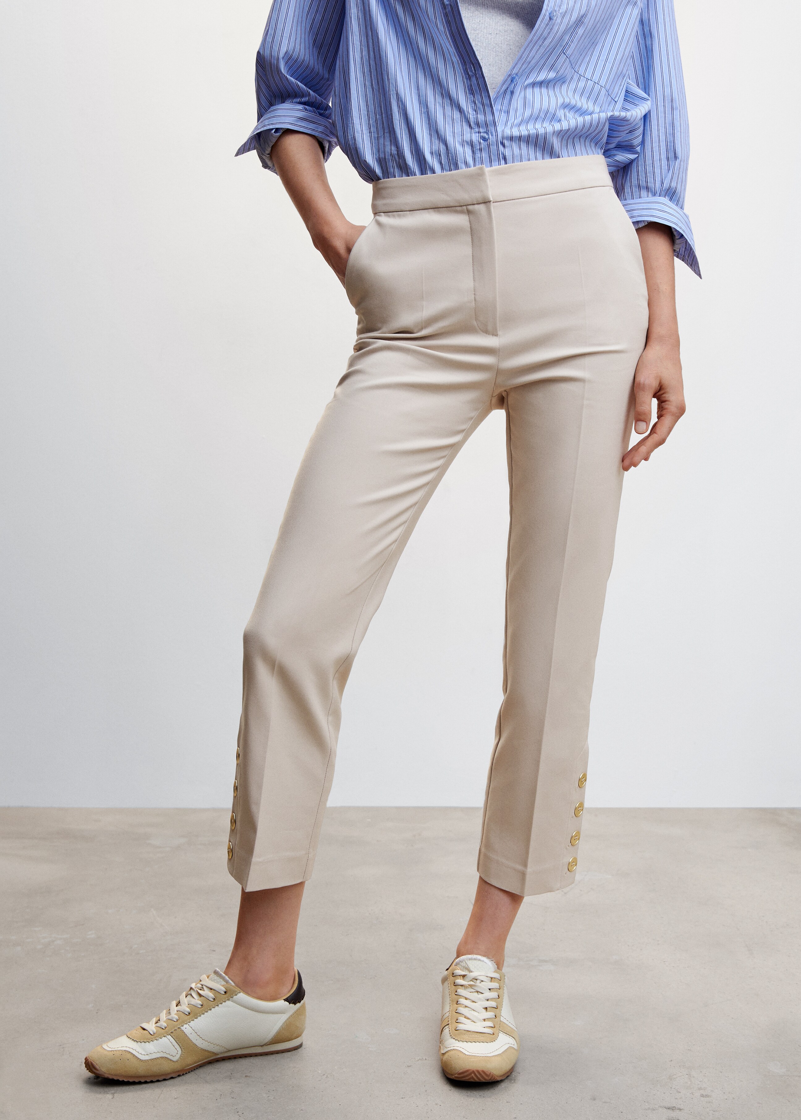Buttons straight-fit trousers