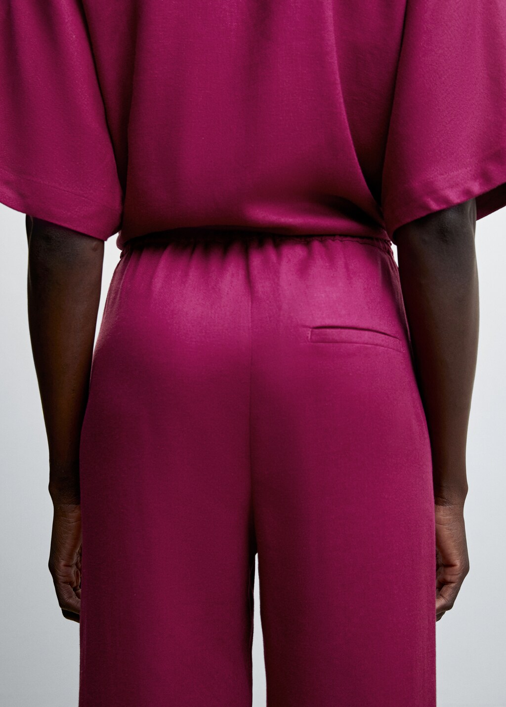 Satin trousers with elastic waist - Details of the article 1