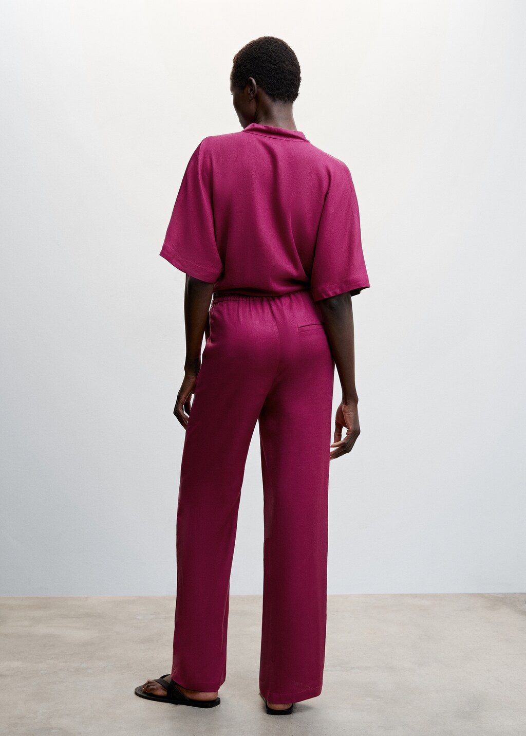 Satin trousers with elastic waist - Reverse of the article