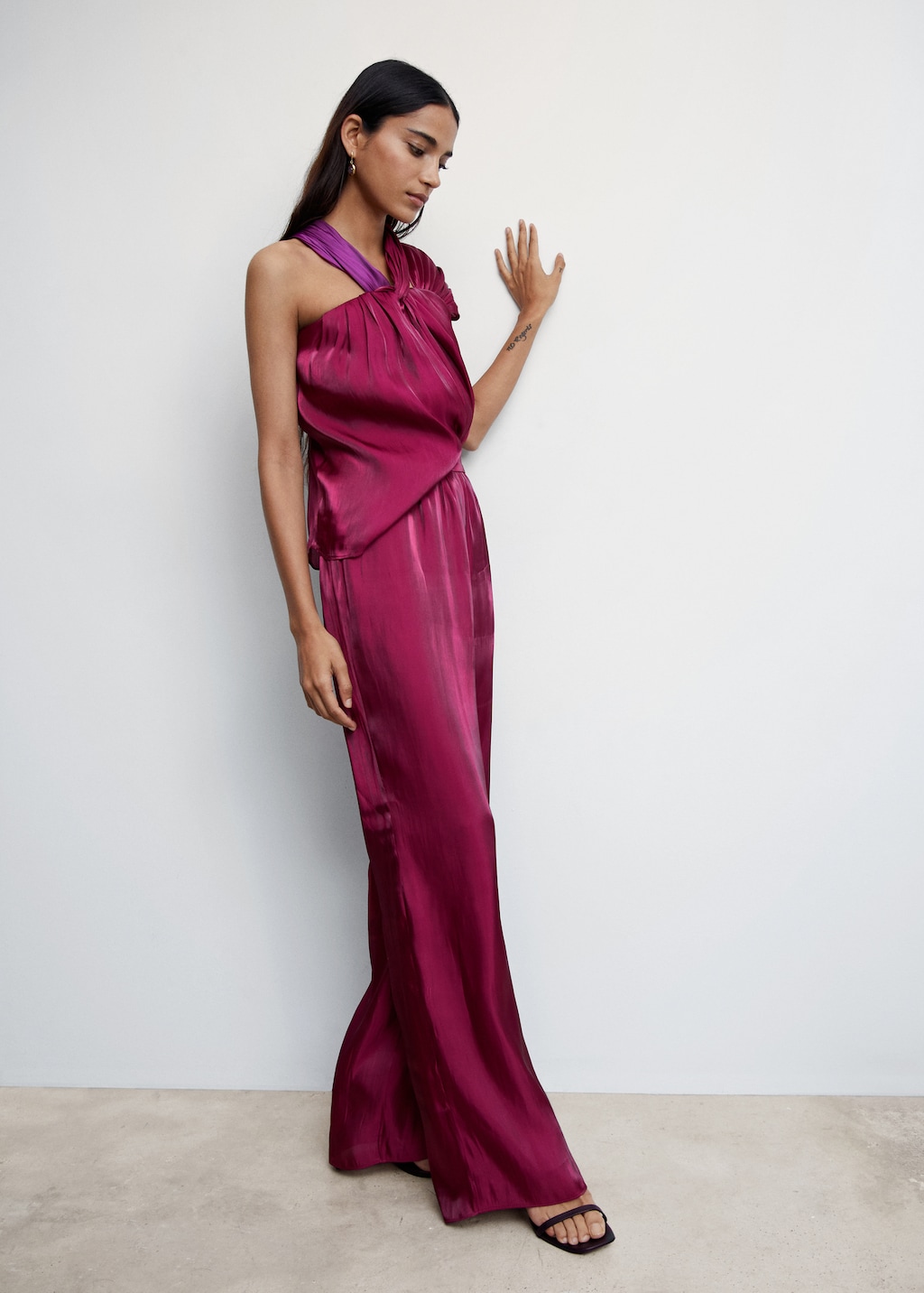 Satin palazzo trousers - Details of the article 2