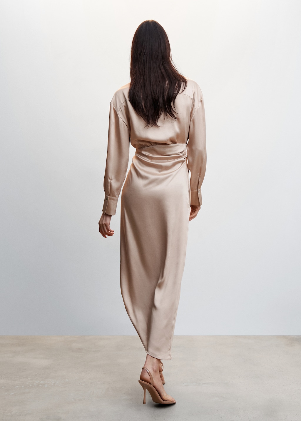 Side-slit satin <b>dress</b> - Reverse of the article.