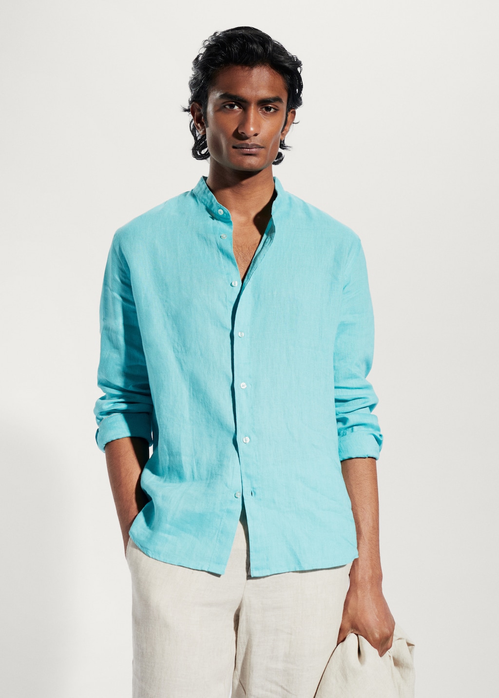 100% linen Mao collar shirt - Medium plane