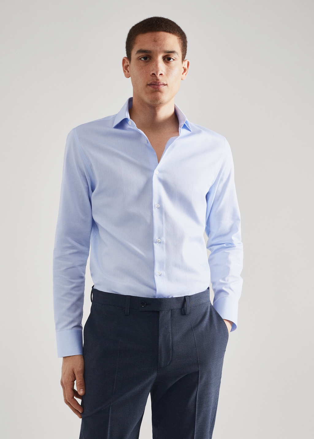 Slim fit cotton suit shirt - Medium plane