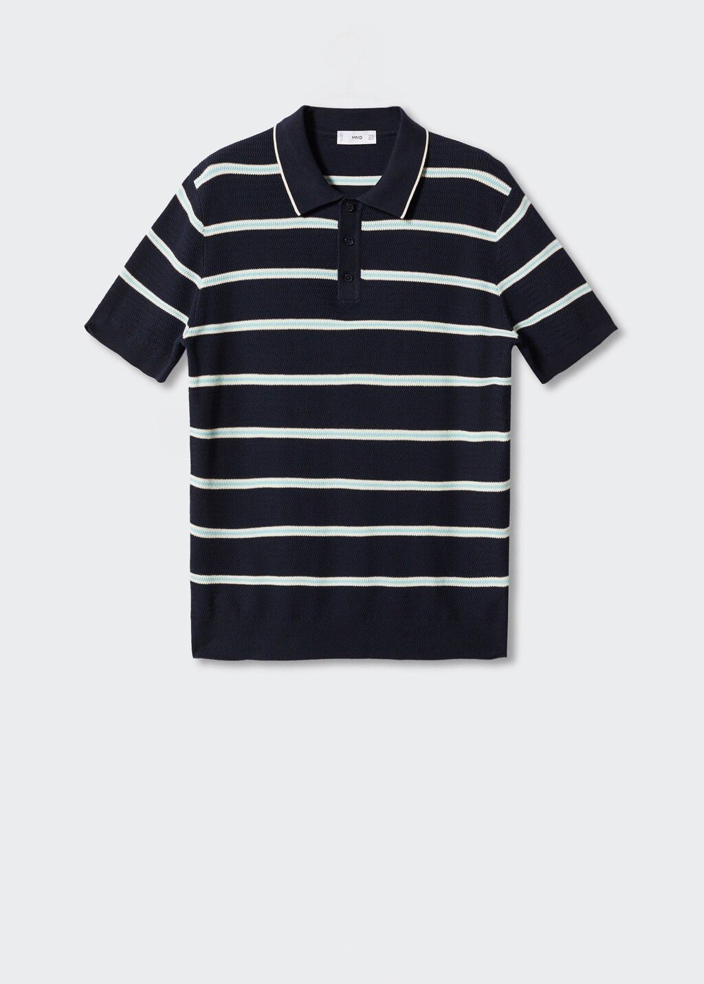 Striped textured knitted polo shirt