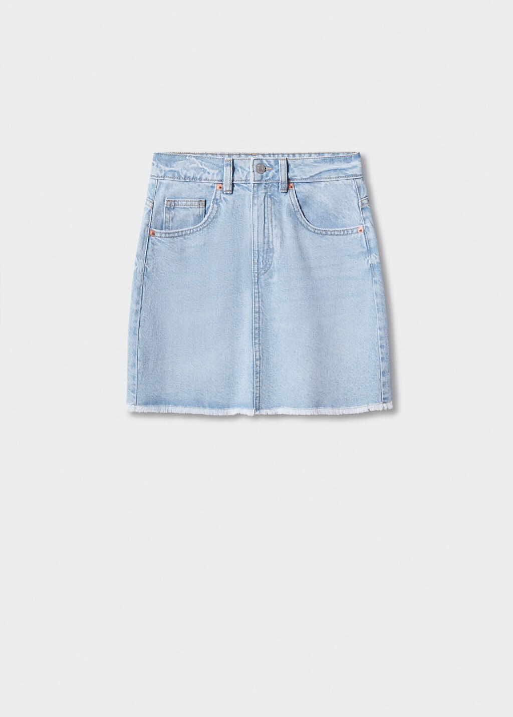 Denim miniskirt with frayed hem - Article without model