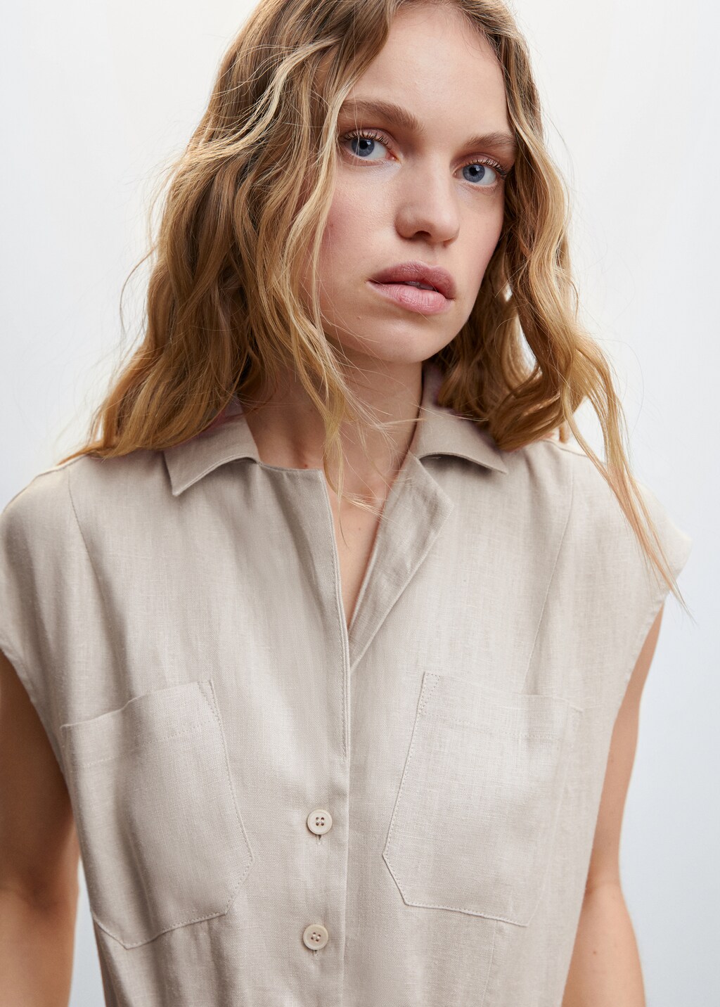 Belt linen jumpsuit - Details of the article 1