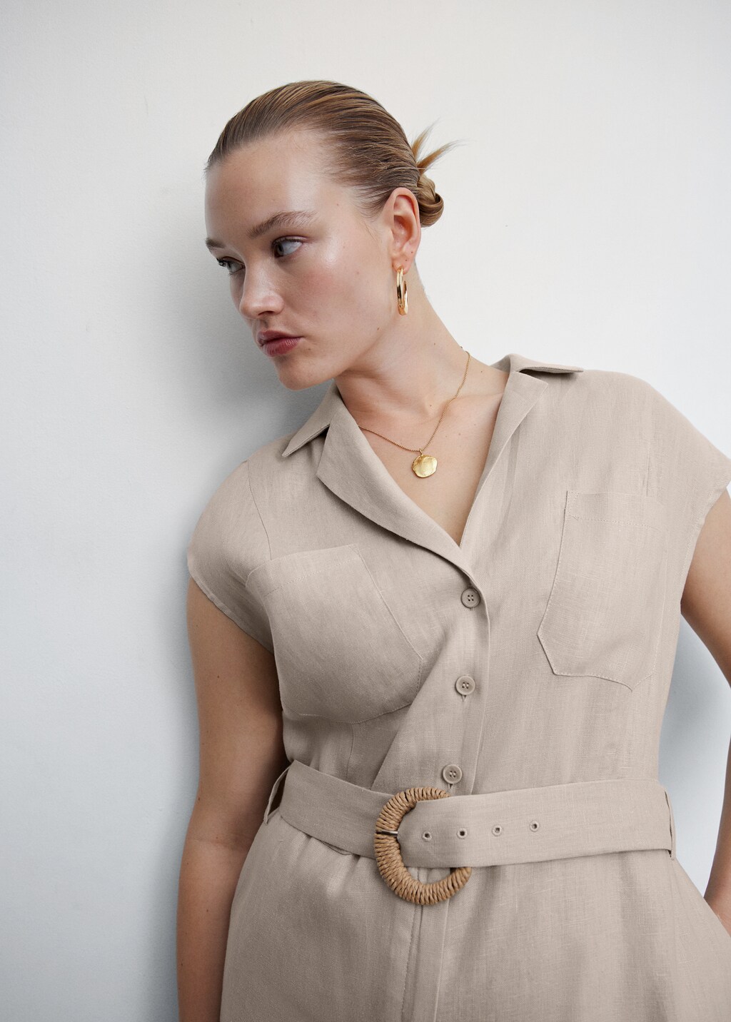 Belt linen jumpsuit - Details of the article 4