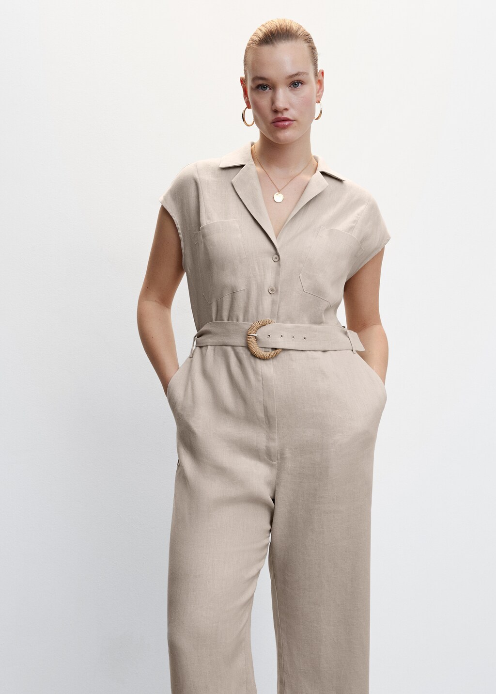 Belt linen jumpsuit - Details of the article 5