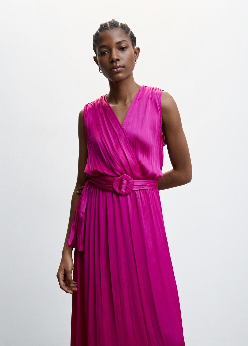 Pleated satin dress - Medium plane