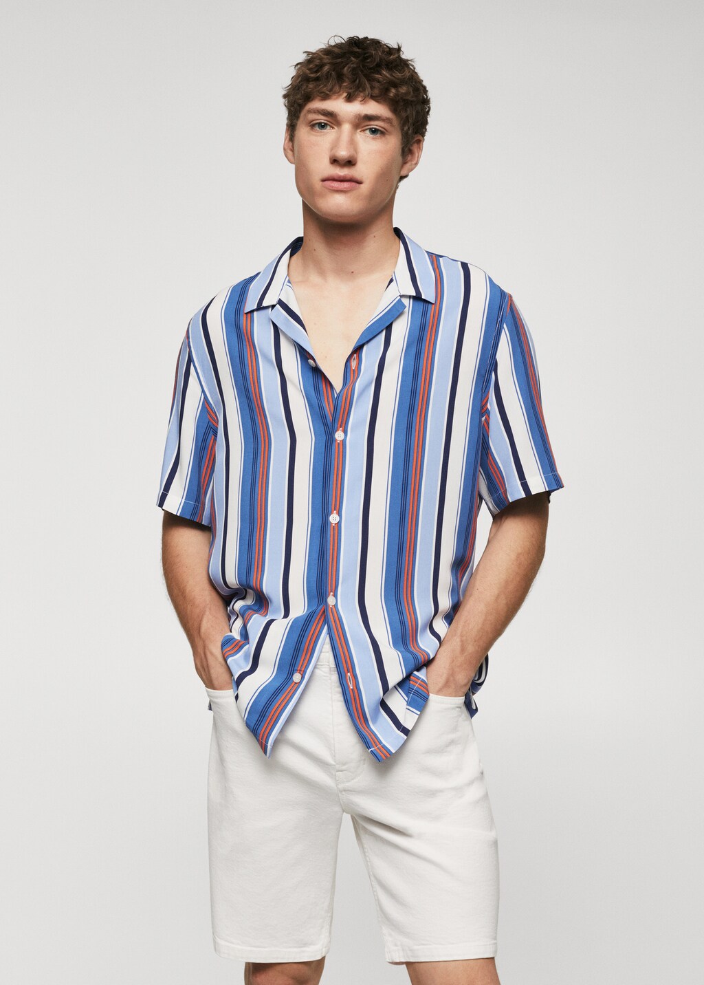 Regular-fit striped bowling shirt - Medium plane