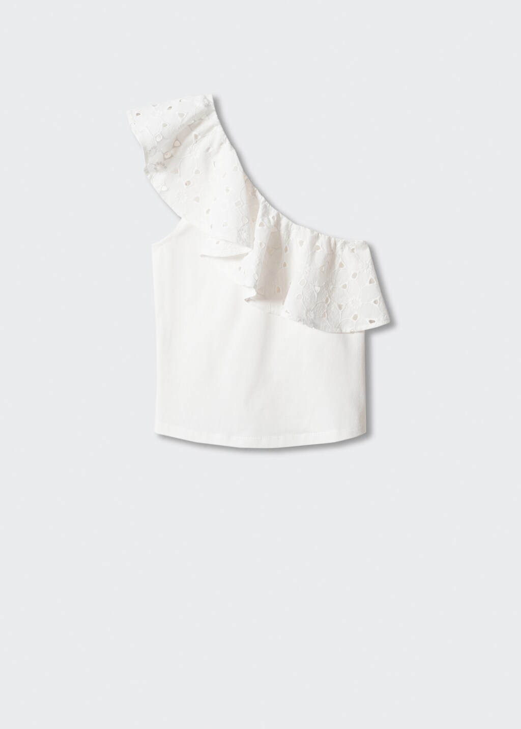 Embroidered asymmetrical top with flounces - Article without model