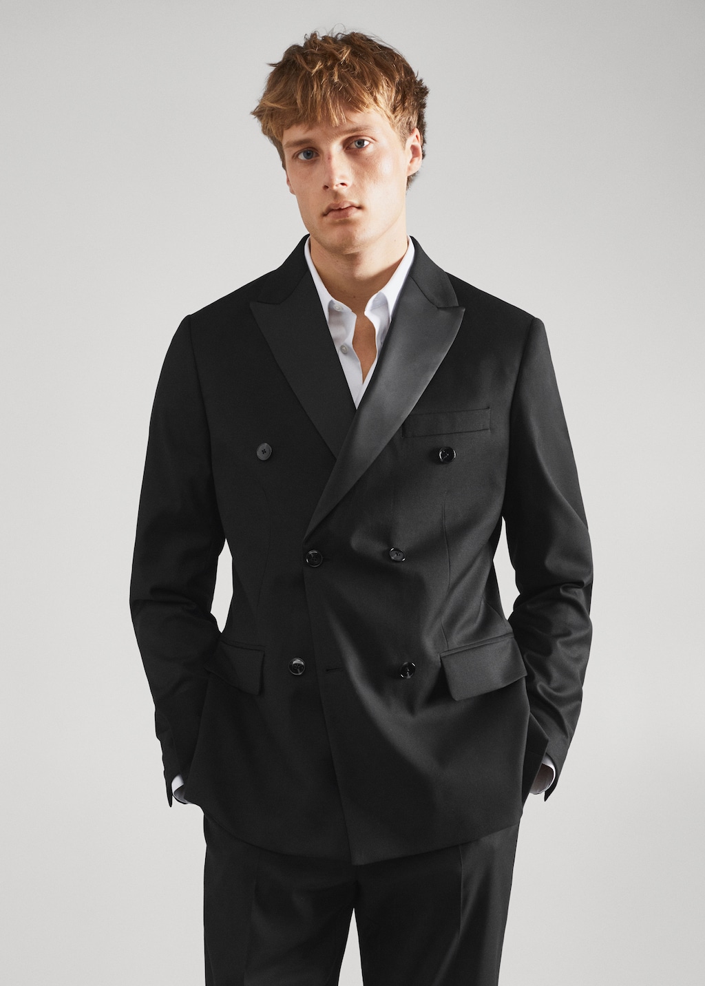 Satin lapels suit blazer - Medium plane