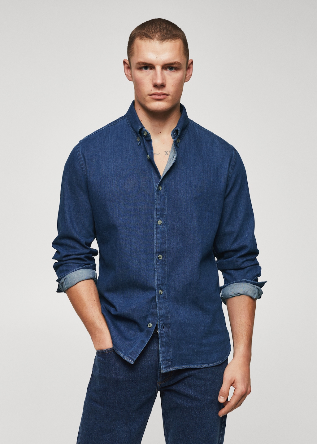 Slim-fit denim shirt - Medium plane