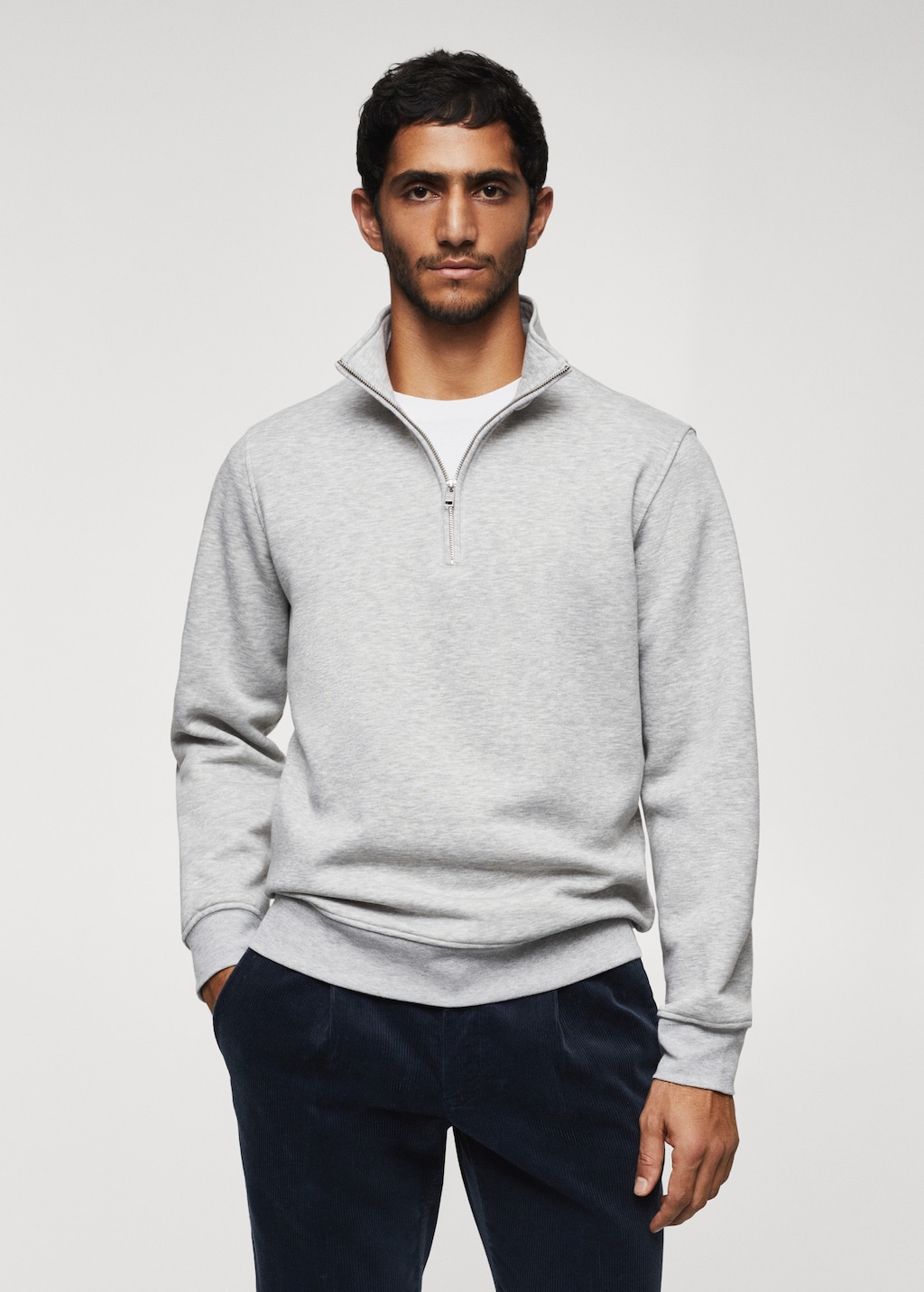 Cotton sweatshirt with zip neck - Medium plane