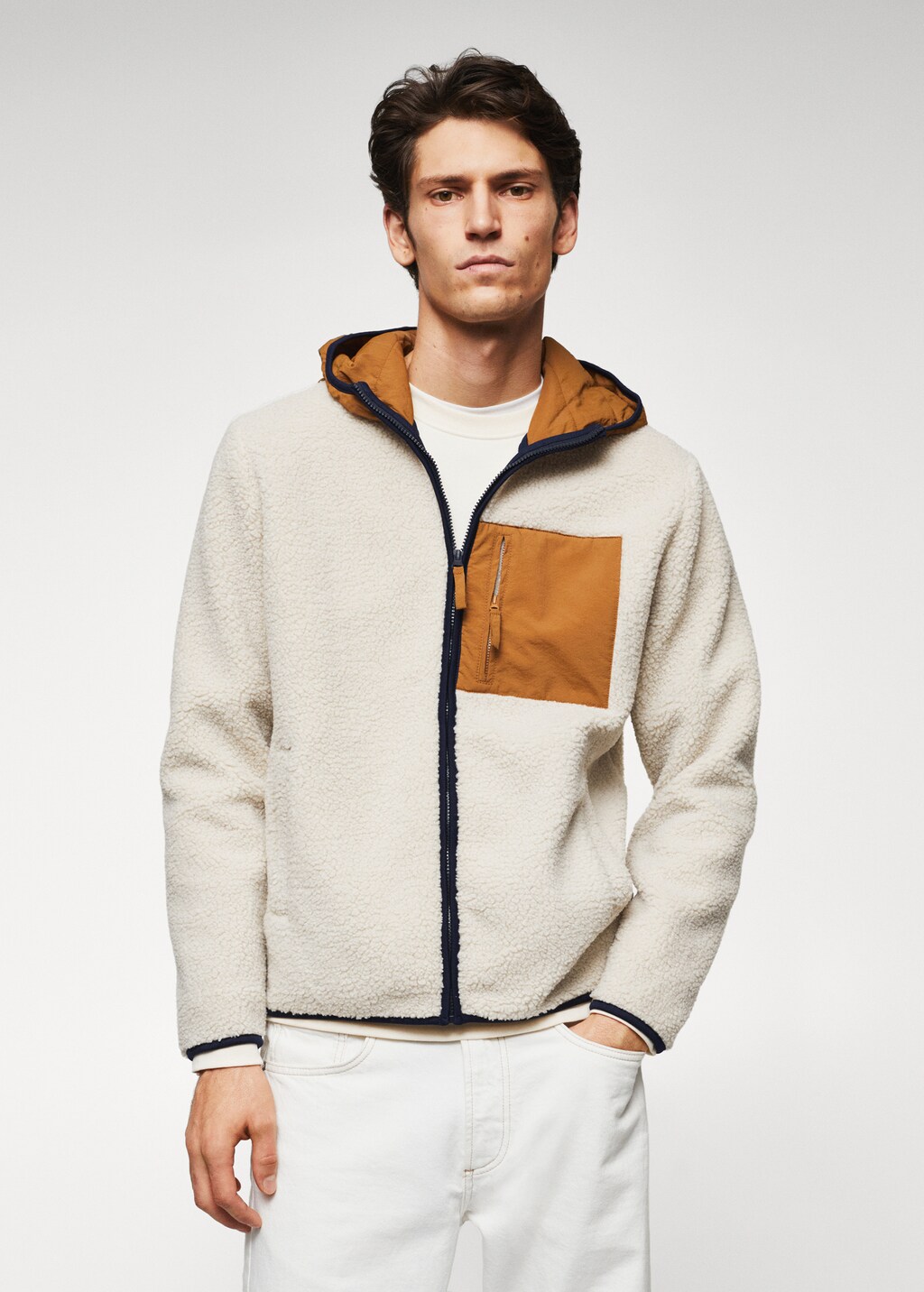 Contrasting sheepskin sweatshirt - Medium plane