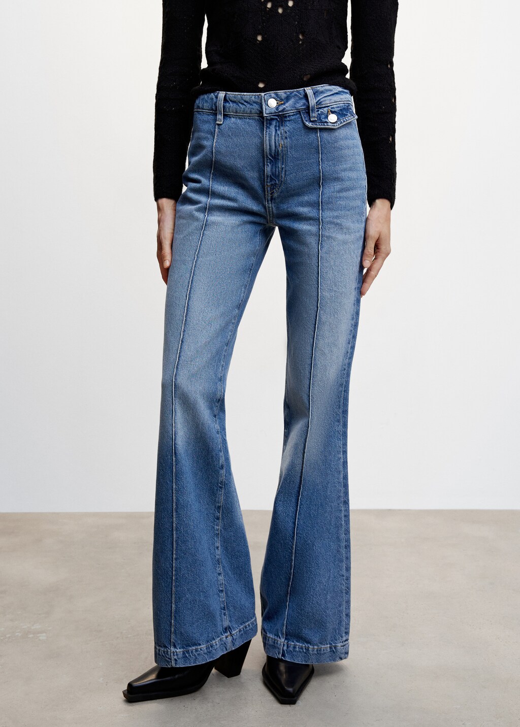 High-rise skinny jeans with seams - Medium plane