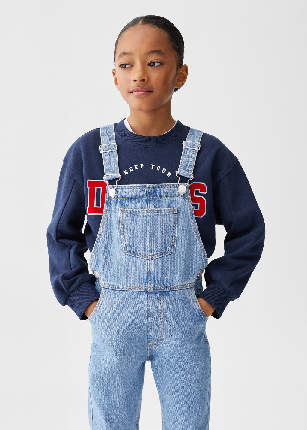 Lined denim dungarees - Medium plane