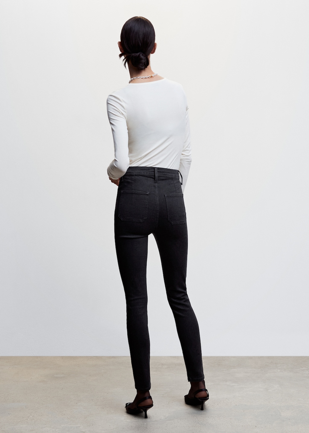 High-waist cotton-blend jeggings - Reverse of the article