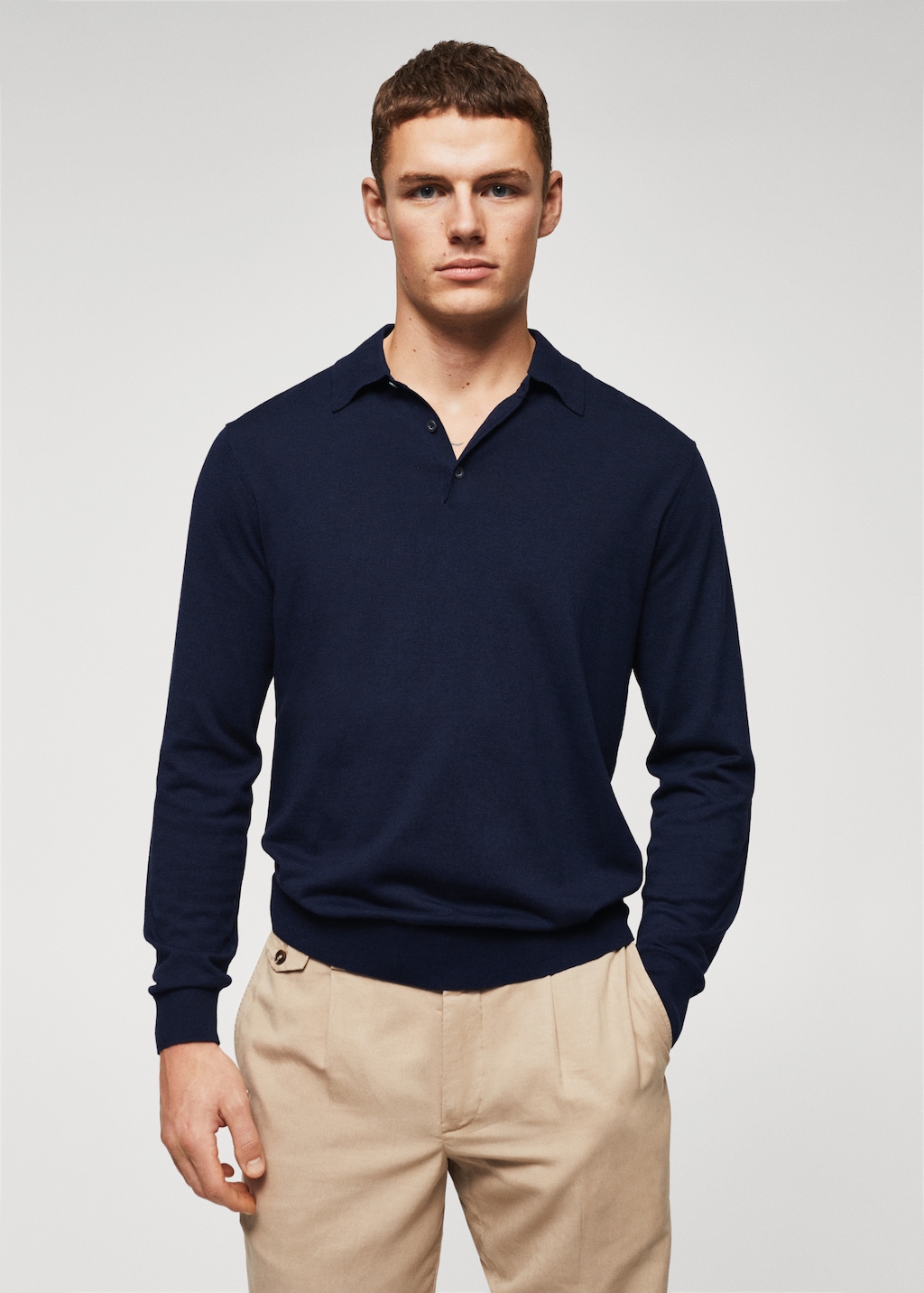 Silk modal knit polo - Medium plane