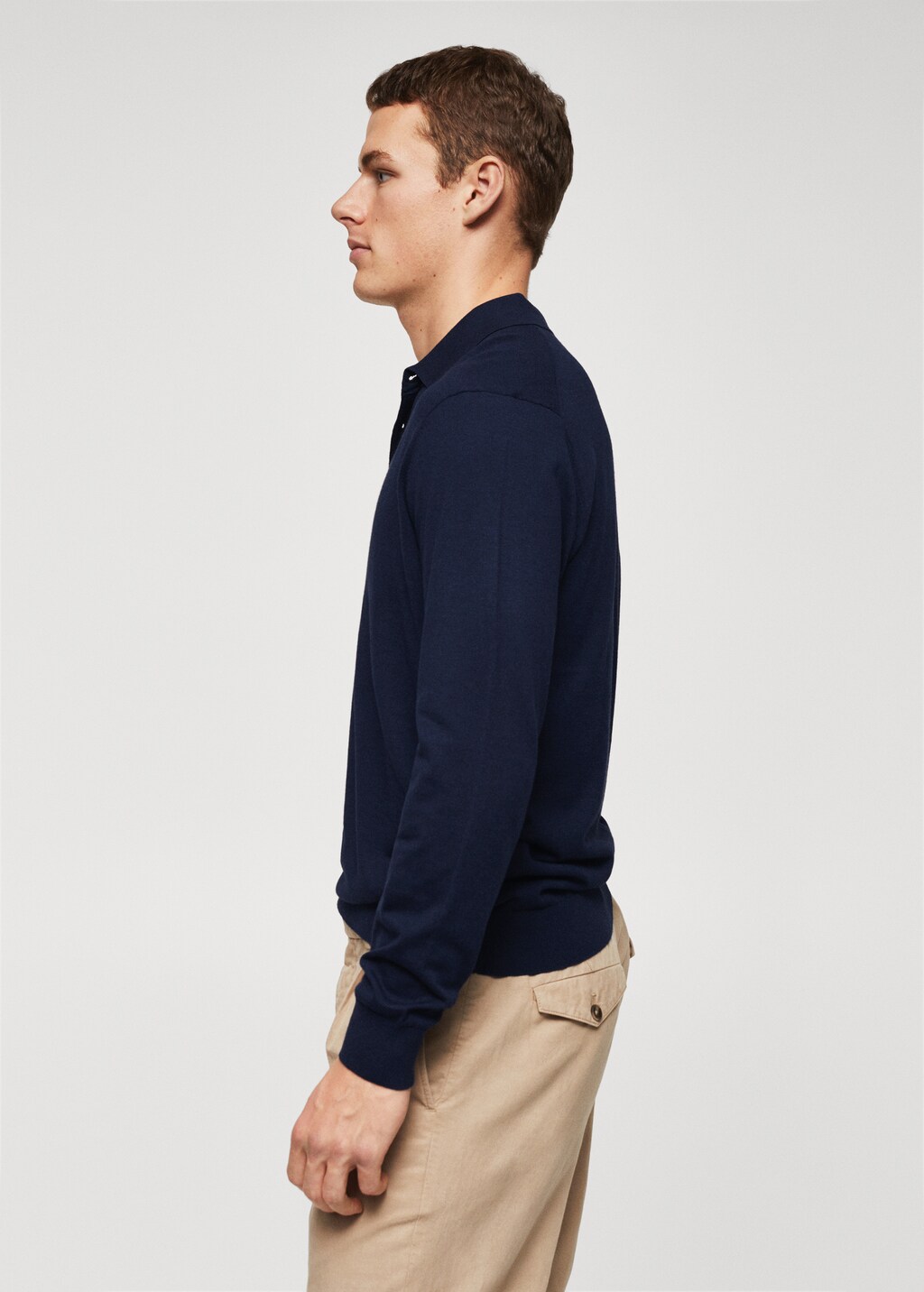 Silk modal knit polo - Details of the article 1