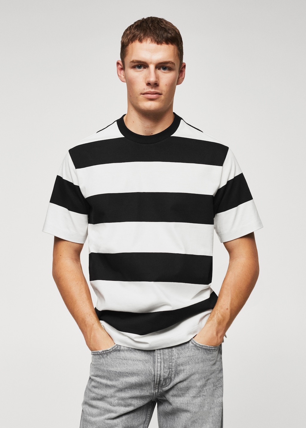 Striped cotton T shirt