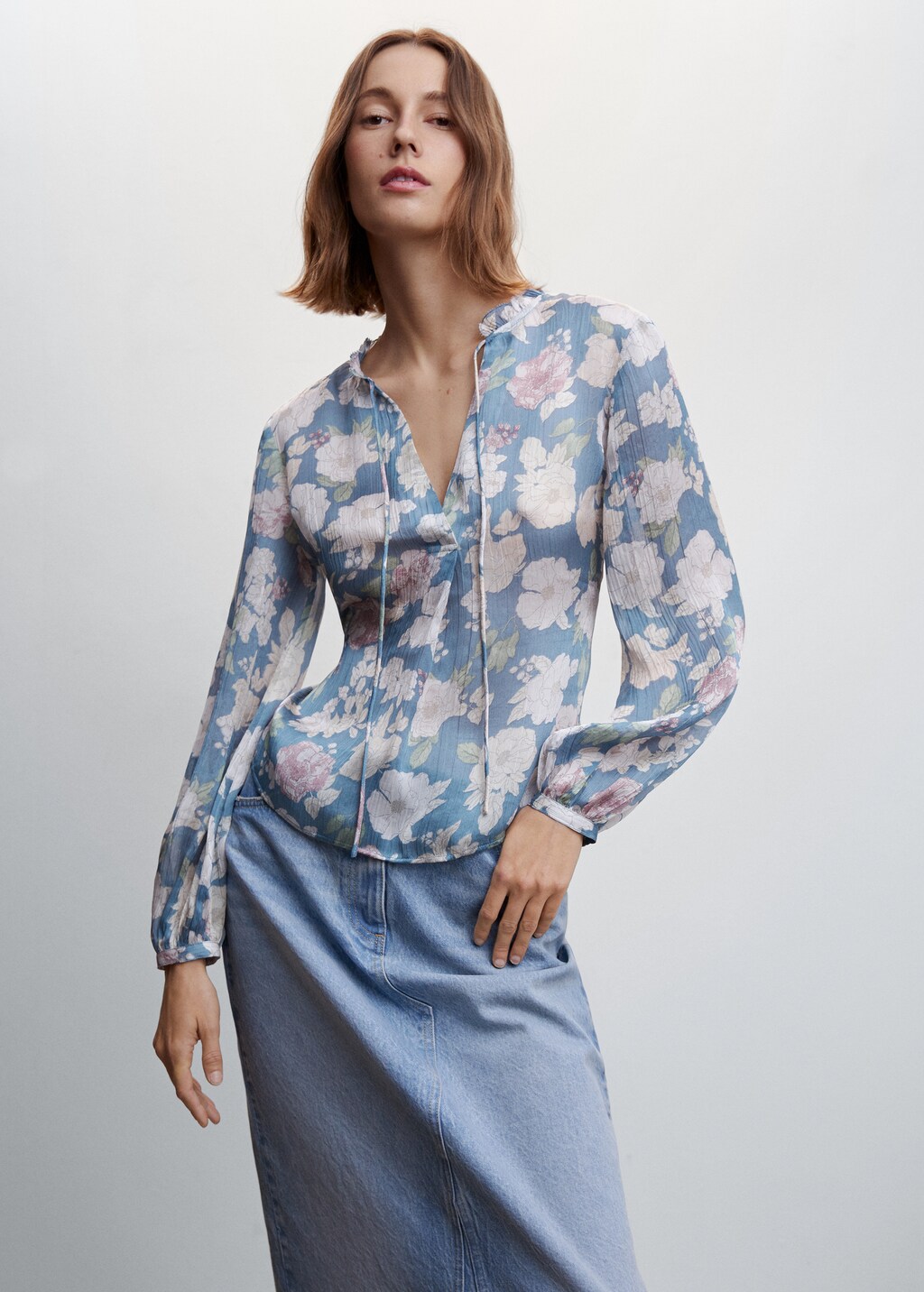 Floral tie blouse - Medium plane