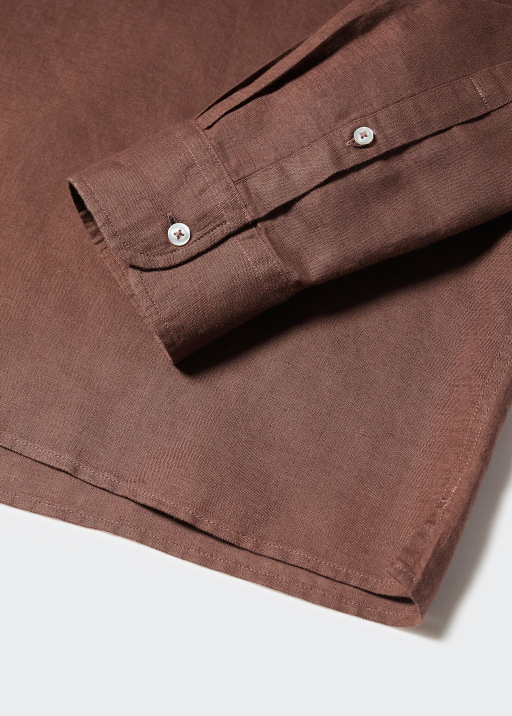 Regular-fit linen shirt with mao collar - Details of the article 8