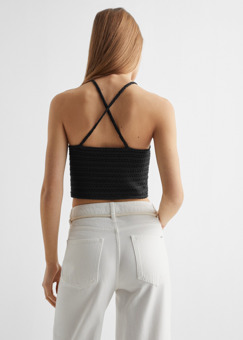 Openwork knitted crop top  - Reverse of the article