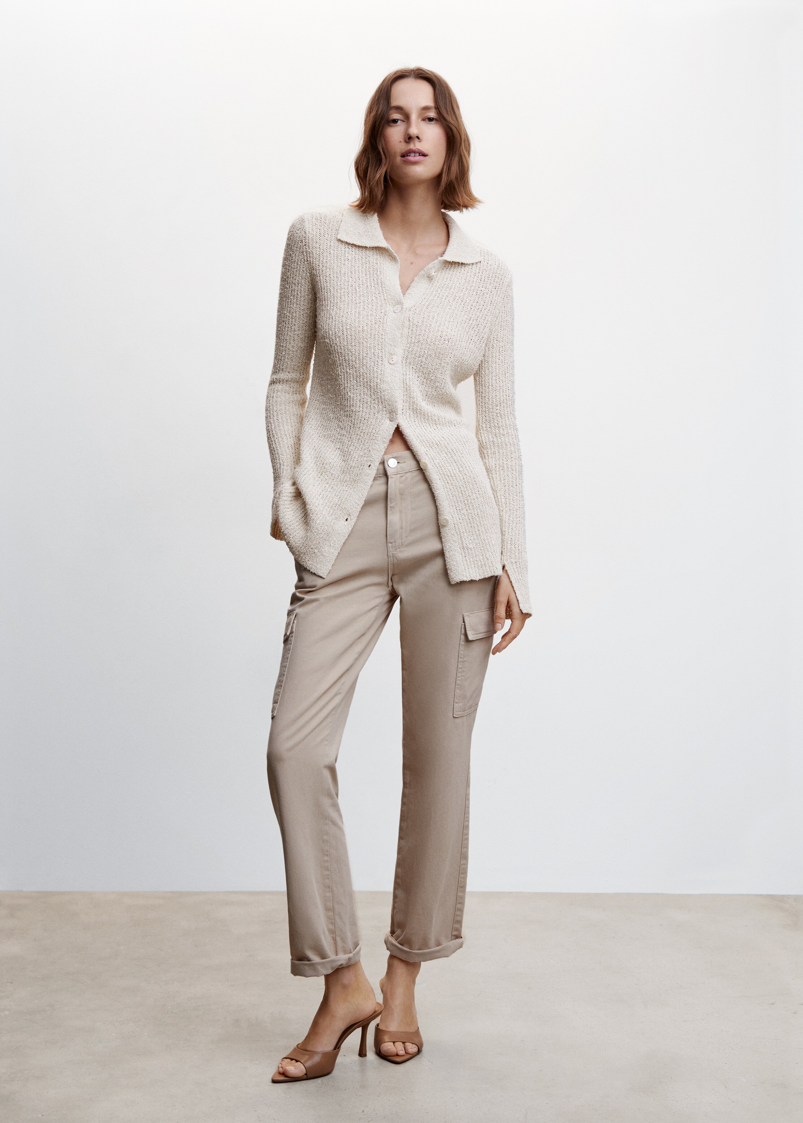 Long cardigan with shirt collar - Details of the article 6