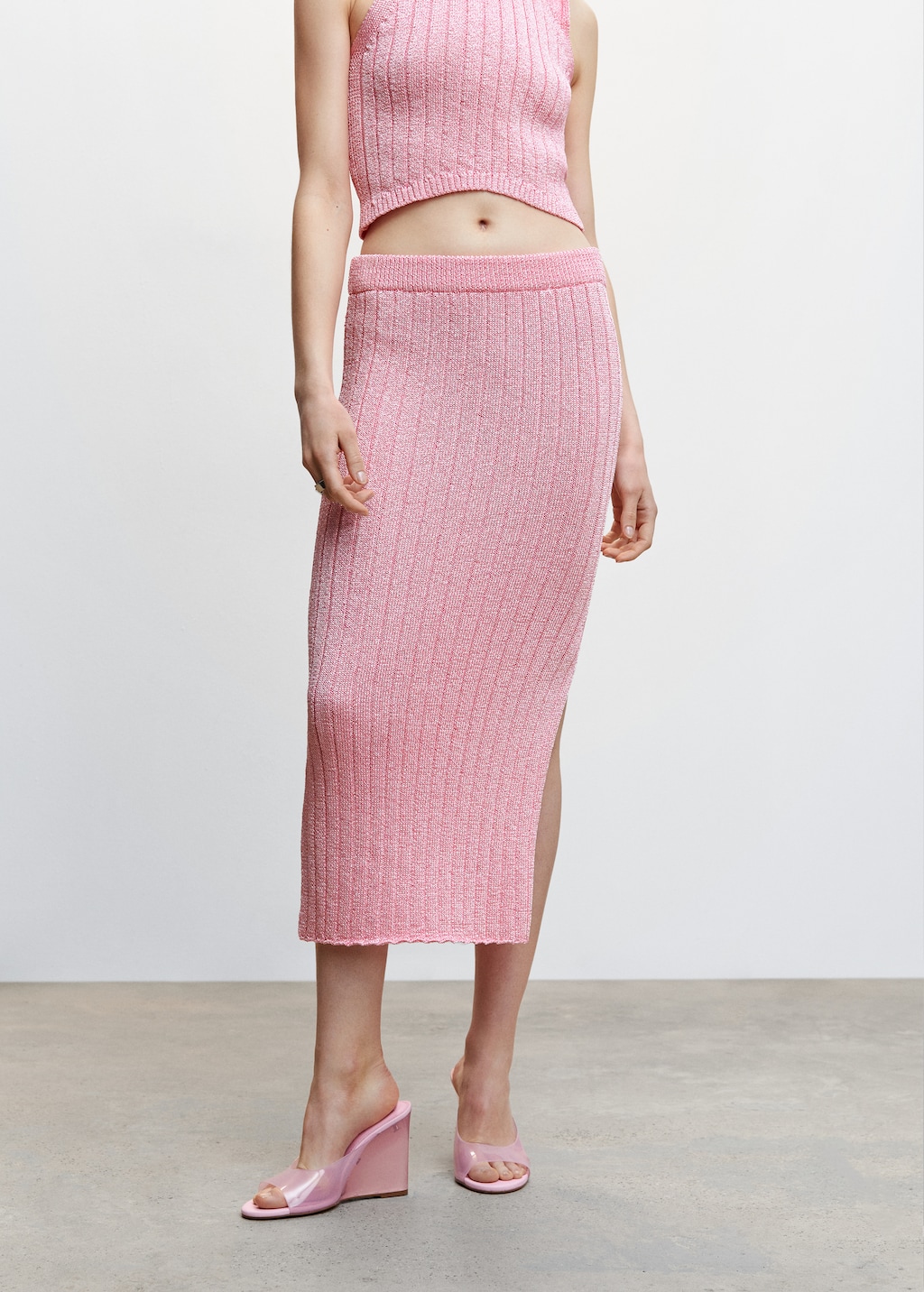 Ribbed midi skirt - Medium plane