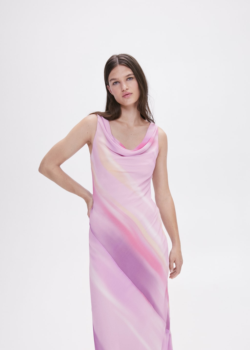 Dress with draped neckline - Medium plane