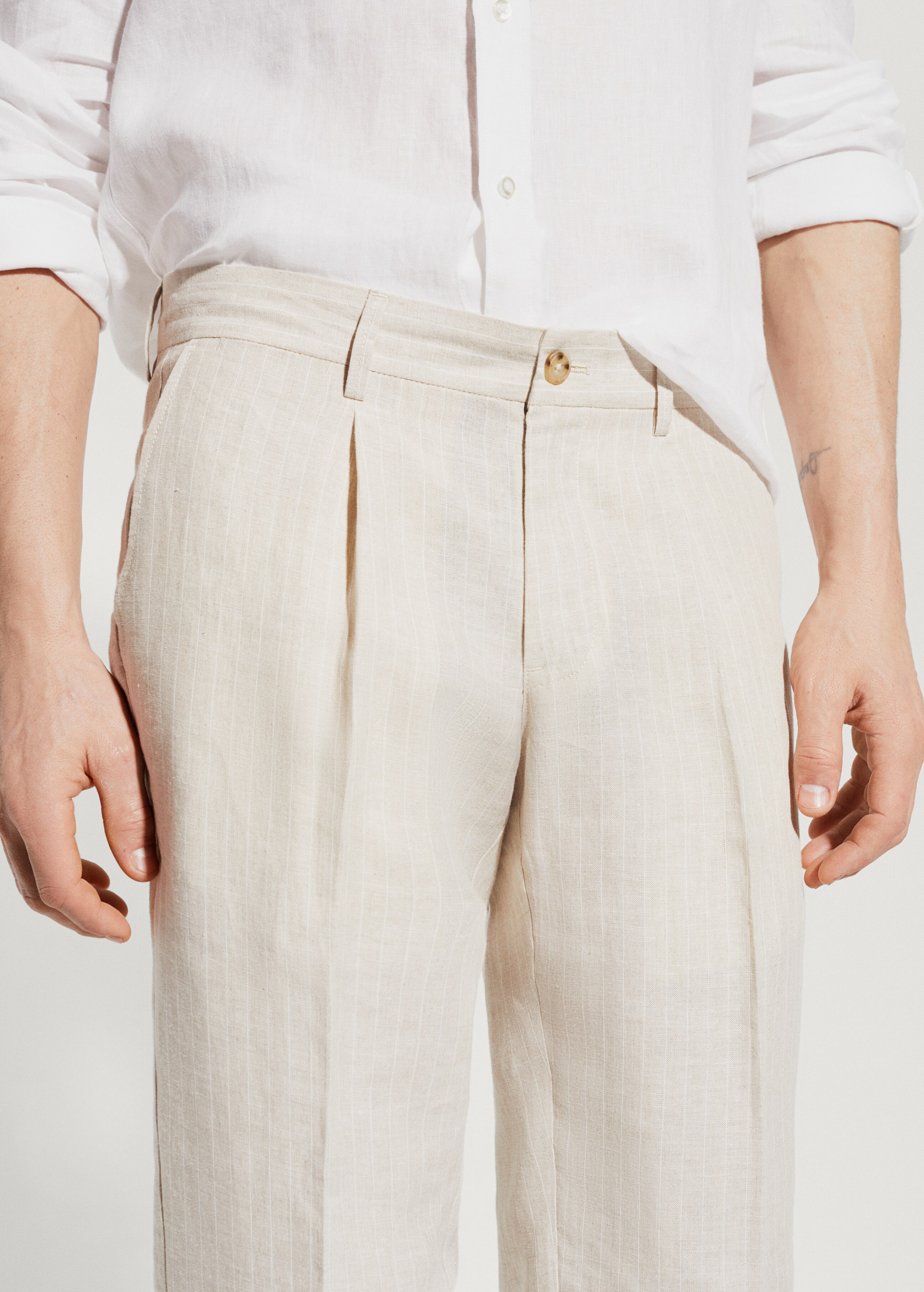 Pinstripe linen trousers - Details of the article 1