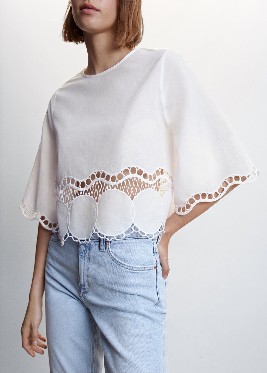 Geborduurde oversized blouse - Detail van het artikel 1