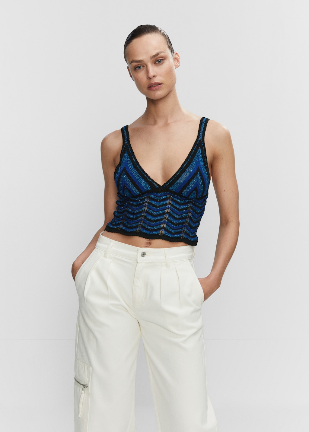 Lurex geometric openwork top - Medium plane