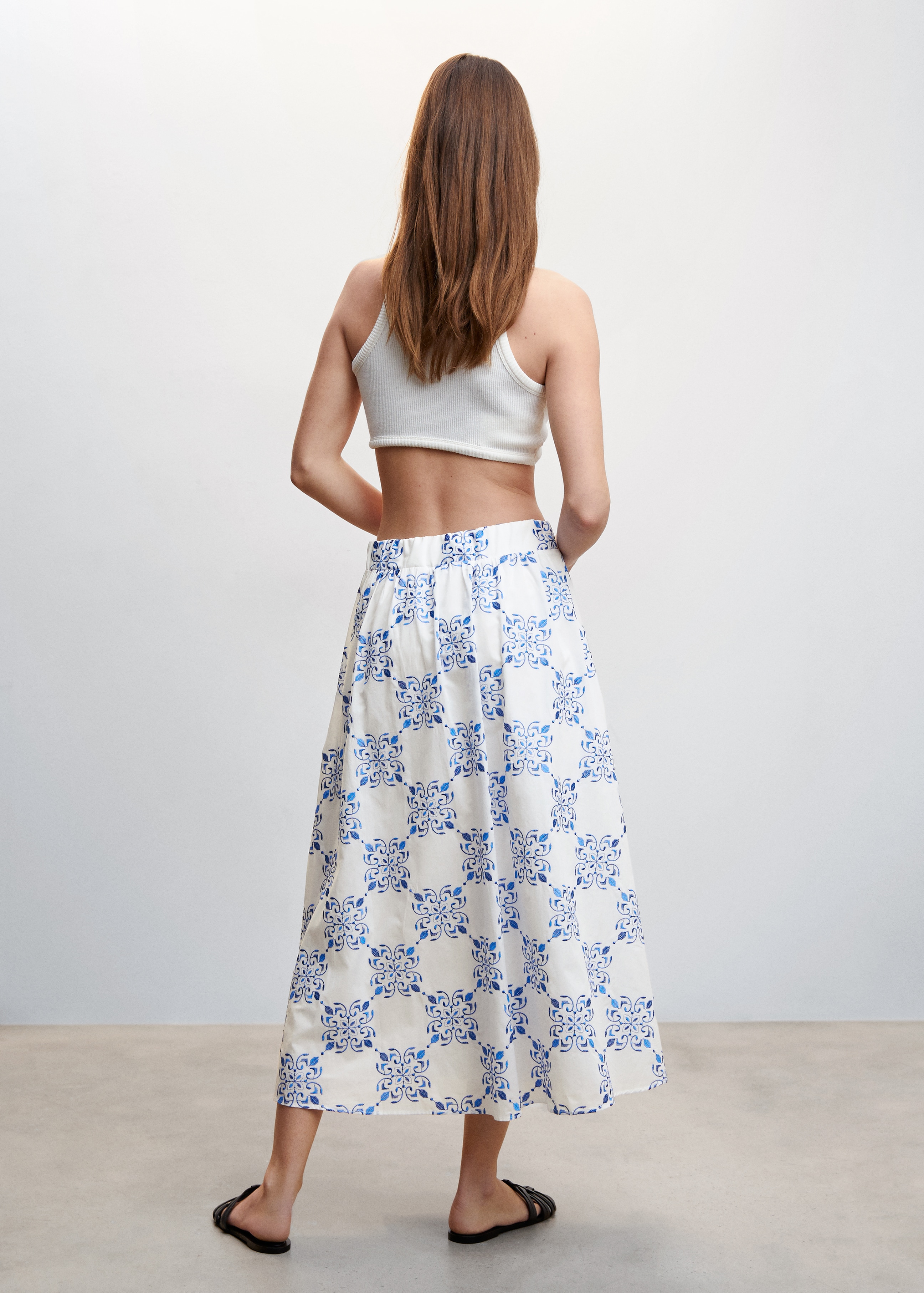 Printed skirt with pleat detail